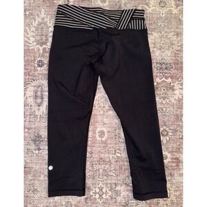 Lululemon Black Align Cropped Leggings Athletic Waistband Size‎ 8